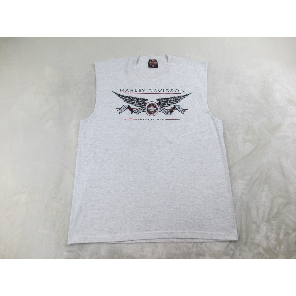 VINTAGE‎ Harley Davidson Shirt Mens Extra Large Gray Black Hills Sleeveless 90s*